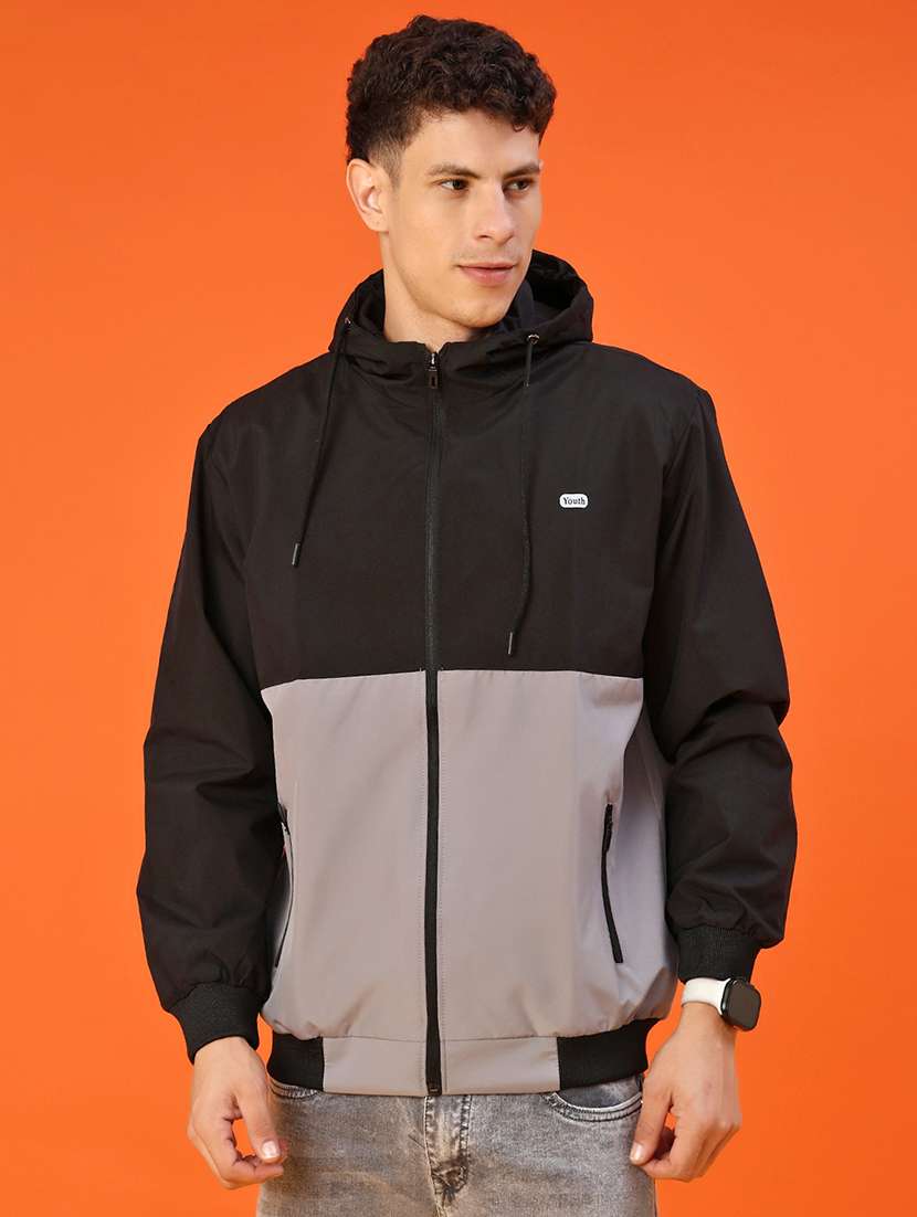 men color block long sleeve lightweight bomber jacket