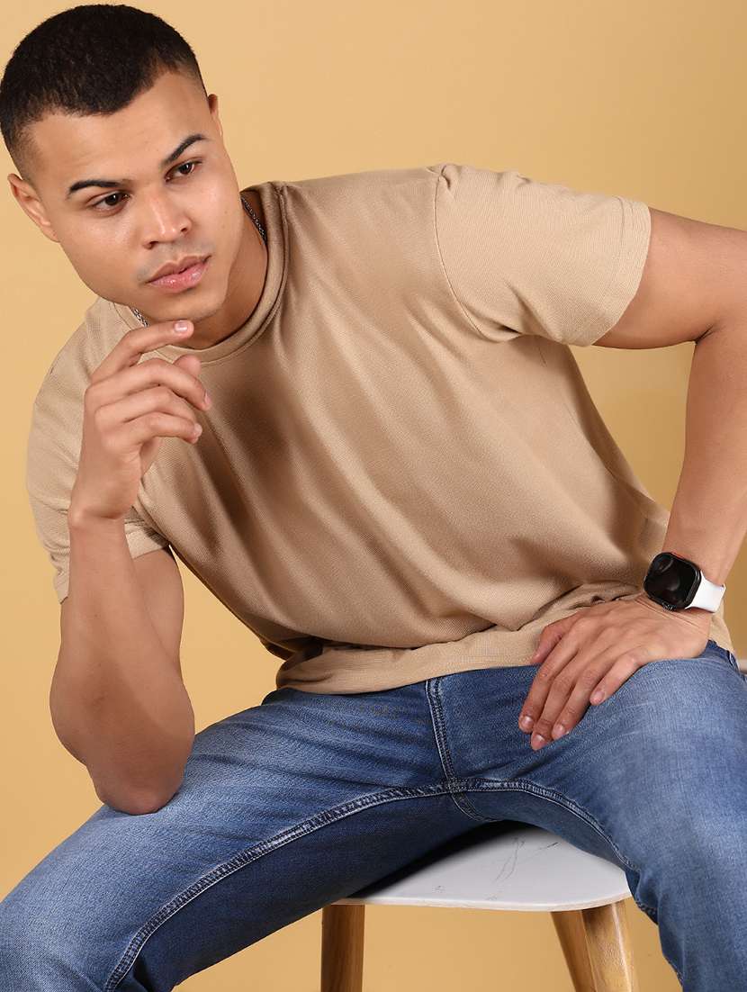 men solid round neck regualr fit t-shirt - 22171601 -  Standard Image - 1