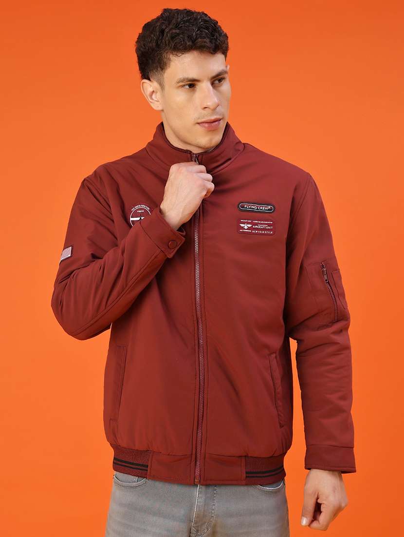 men solid long sleeve lightweight bomber jacket