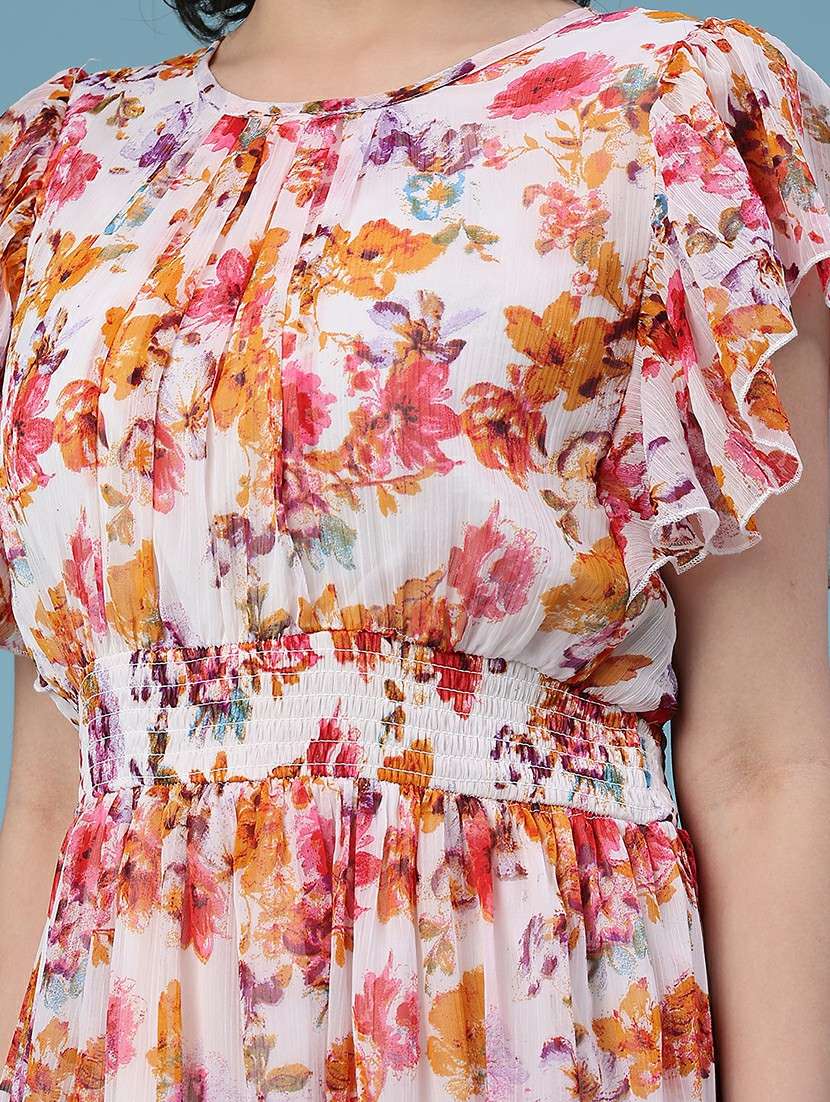 women off white polyester a-line dress - 22171716 -  Standard Image - 1