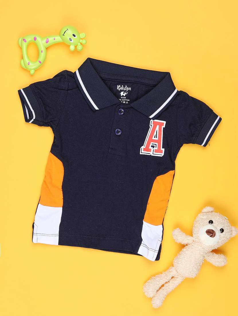 boys color blocked short sleeve polo t-shirt