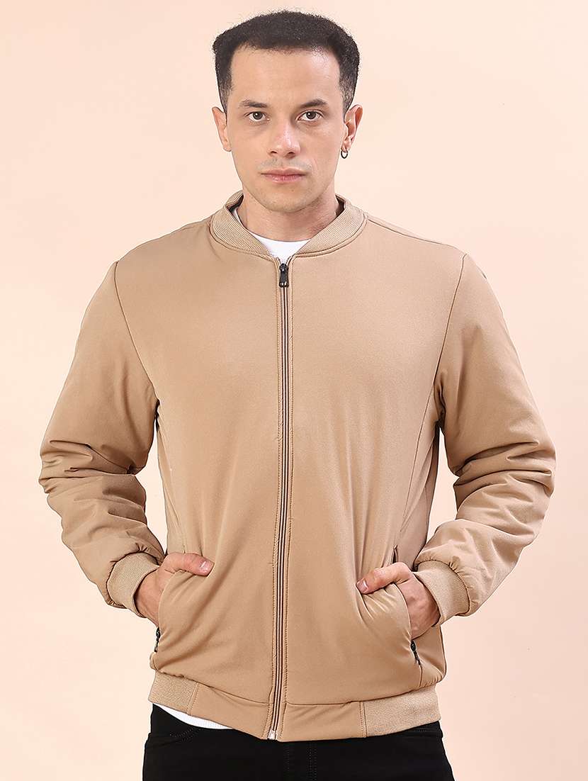 men solid long sleeve lightweight bomber jacket