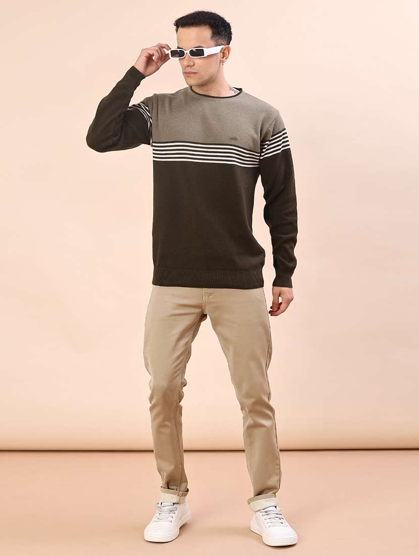 Olive Acrylic Pullover - 22171899 -  Standard Image - 4