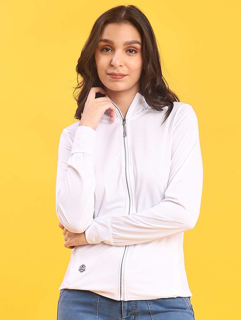 women solid long sleeve hooded jacket