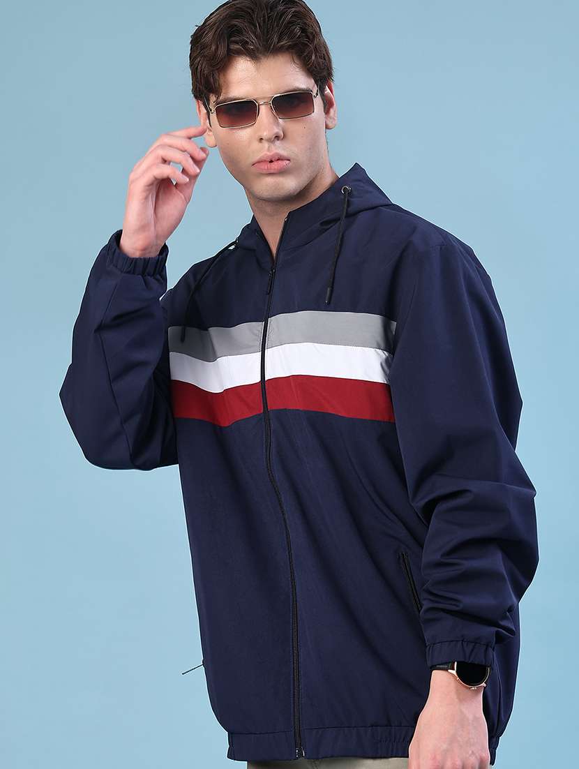 men color block long sleeve lightweight bomber jacket