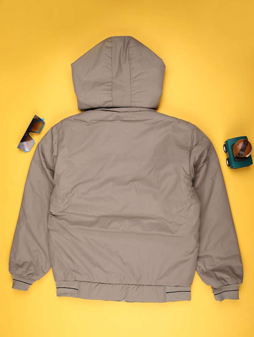 boys beige hooded casual jacket - 22171999 -  Standard Image - 1