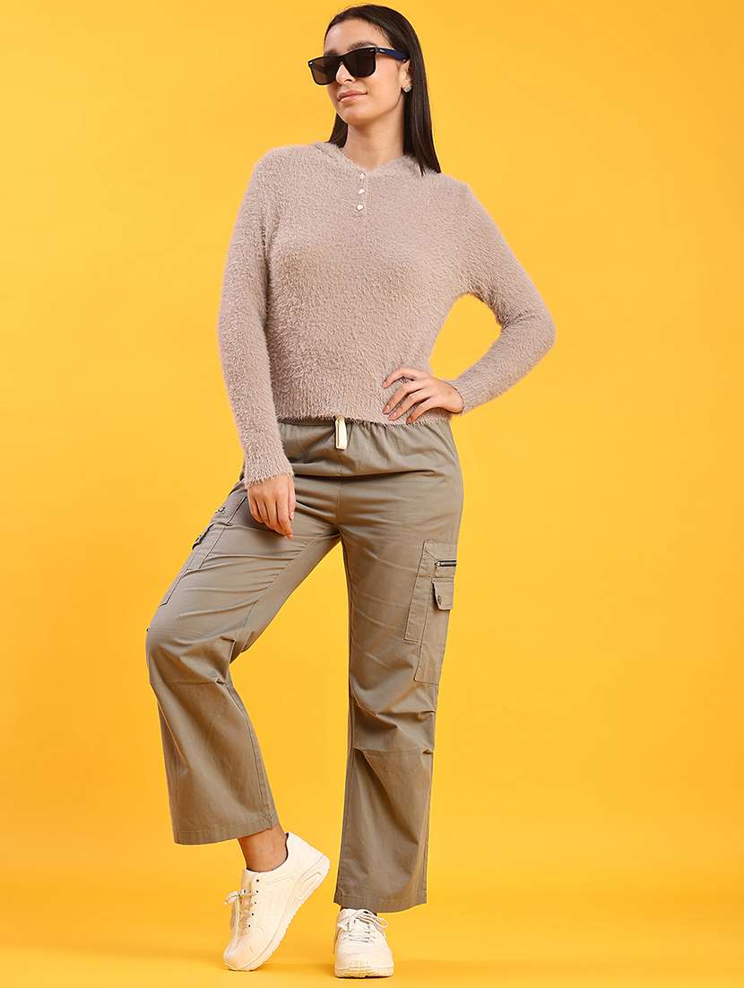 women solid long sleeve pullover - 22172035 -  Standard Image - 4