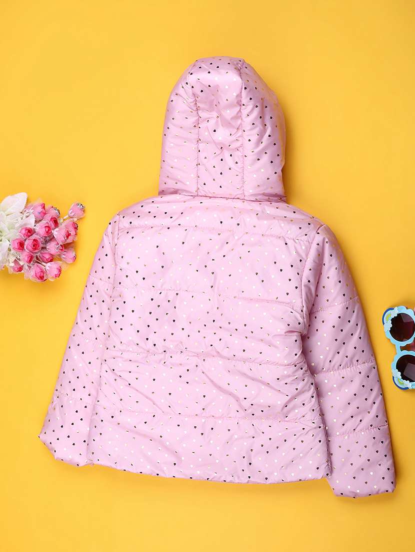 girls printed long sleeve hooded quilted jacket - 22172037 -  Standard Image - 1