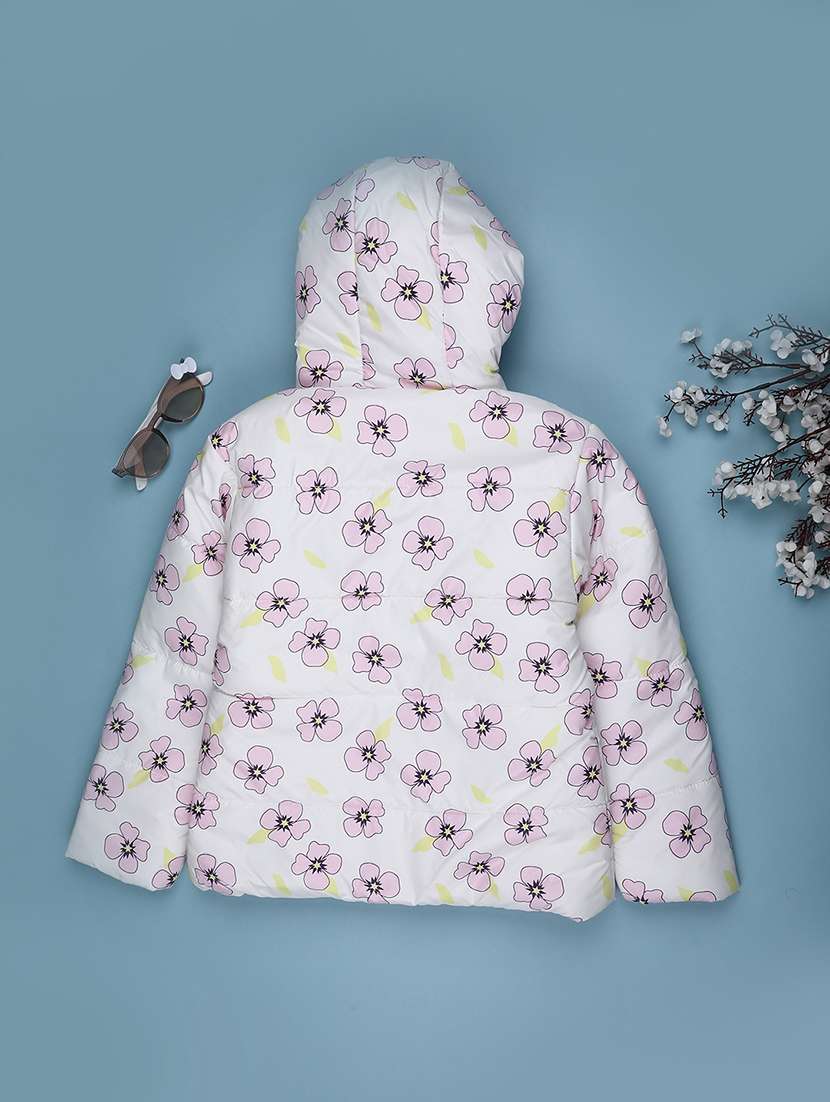 girls printed long sleeve hooded quilted jacket - 22172085 -  Standard Image - 1