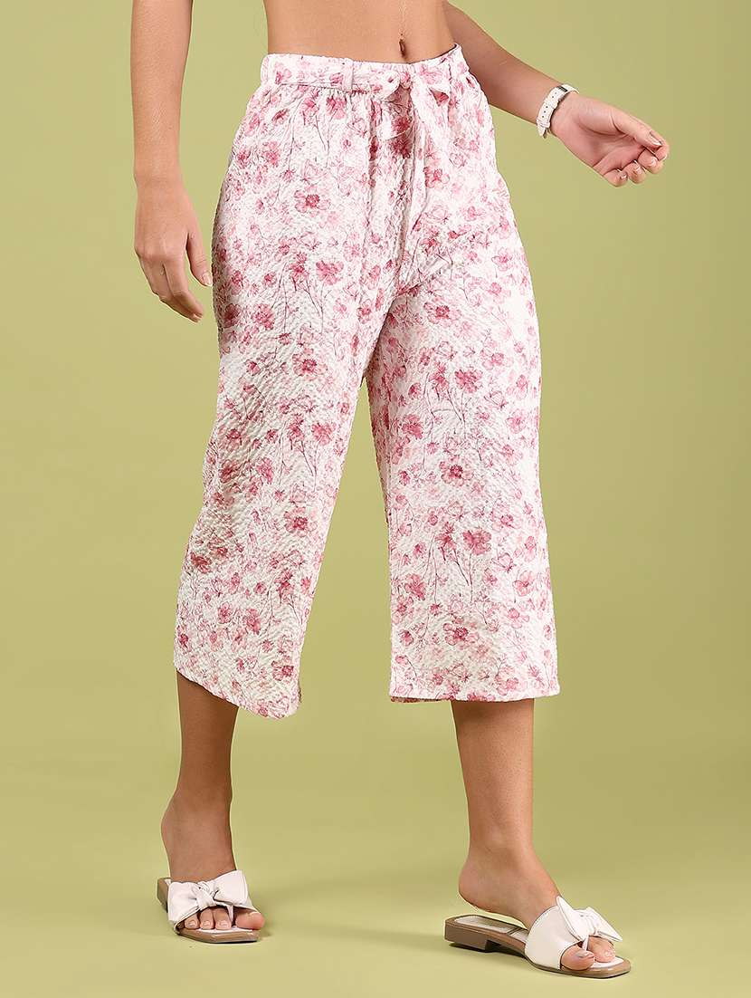 women floral printed mid rise relaxed fit capri - 22172130 -  Standard Image - 1