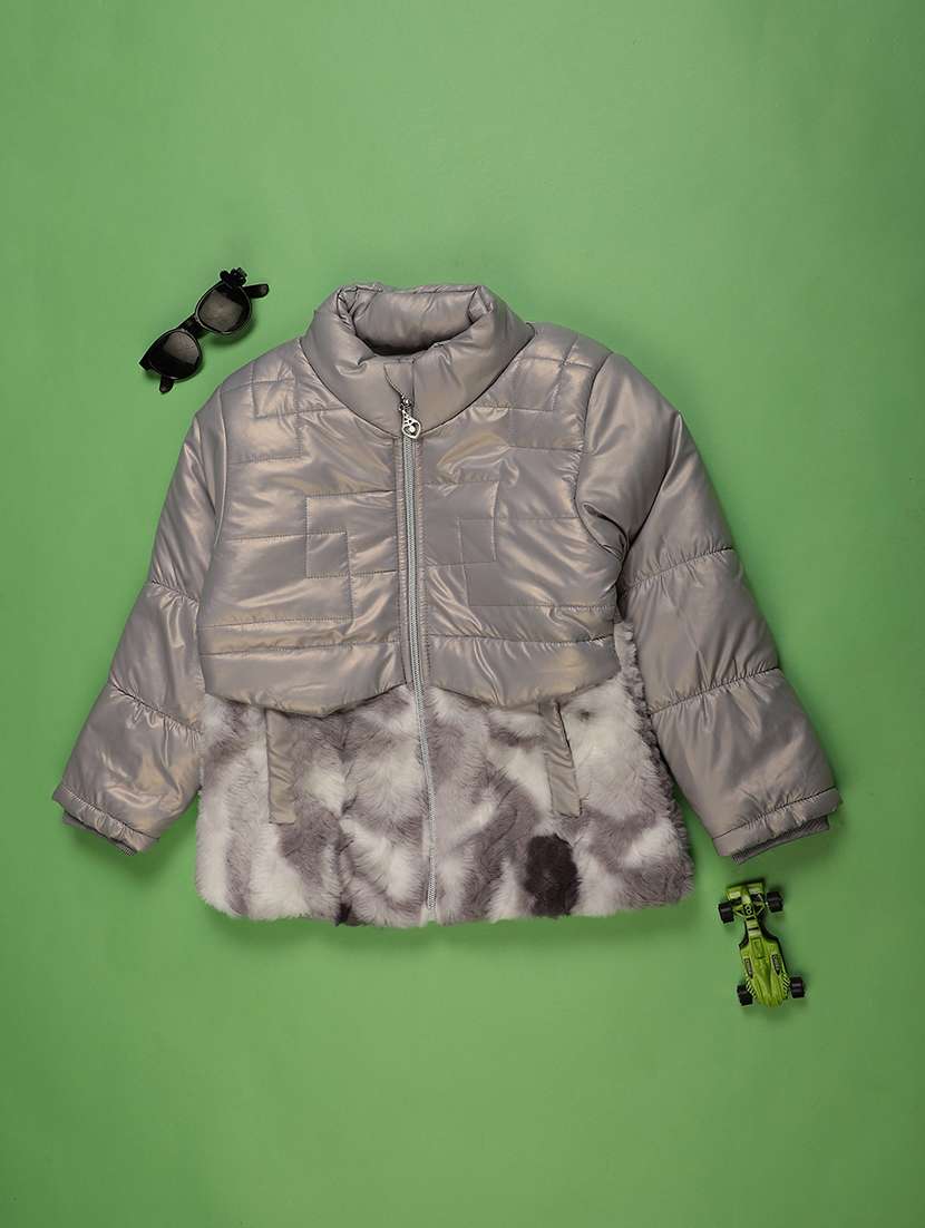 kids solid long sleeve quilted jacket