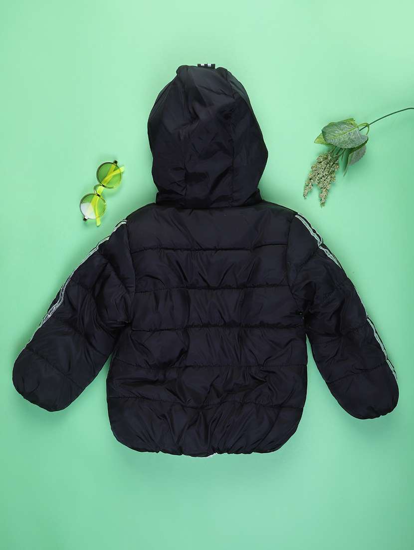 boys solid long sleve hooded quilted acket - 22172172 -  Standard Image - 1