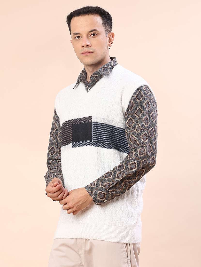 white cotton blend pullover - 22172197 -  Standard Image - 1