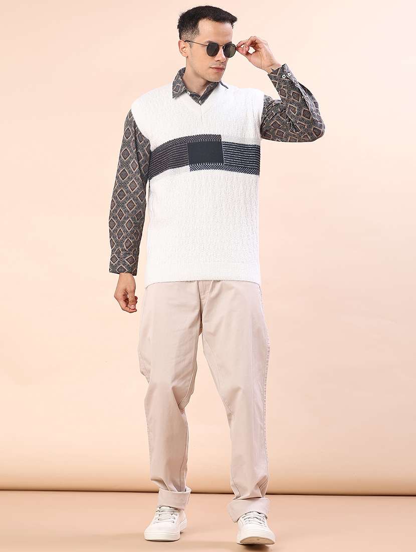 white cotton blend pullover - 22172197 -  Standard Image - 4