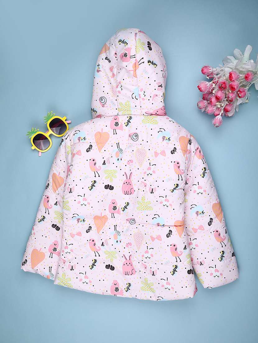 girls printed long sleeve hooded quilted jacket - 22172280 -  Standard Image - 1