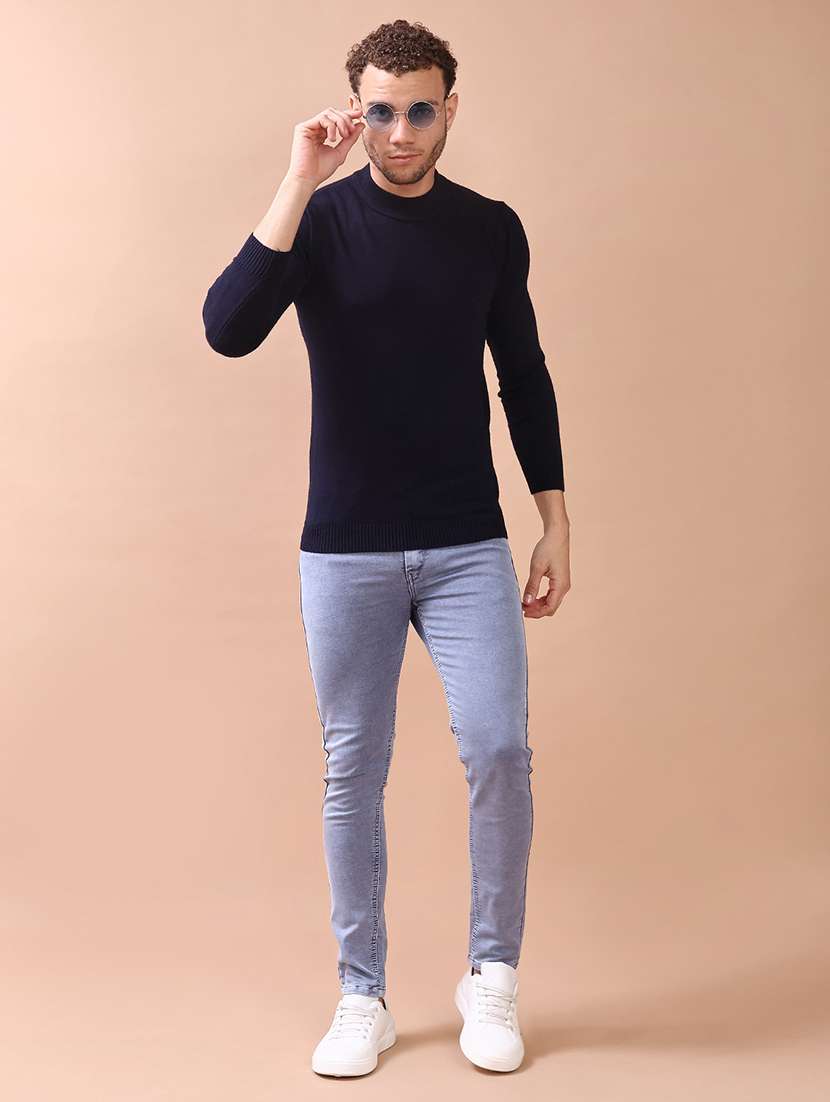 men solid long sleeve slim fit pullover  - 22172300 -  Standard Image - 4