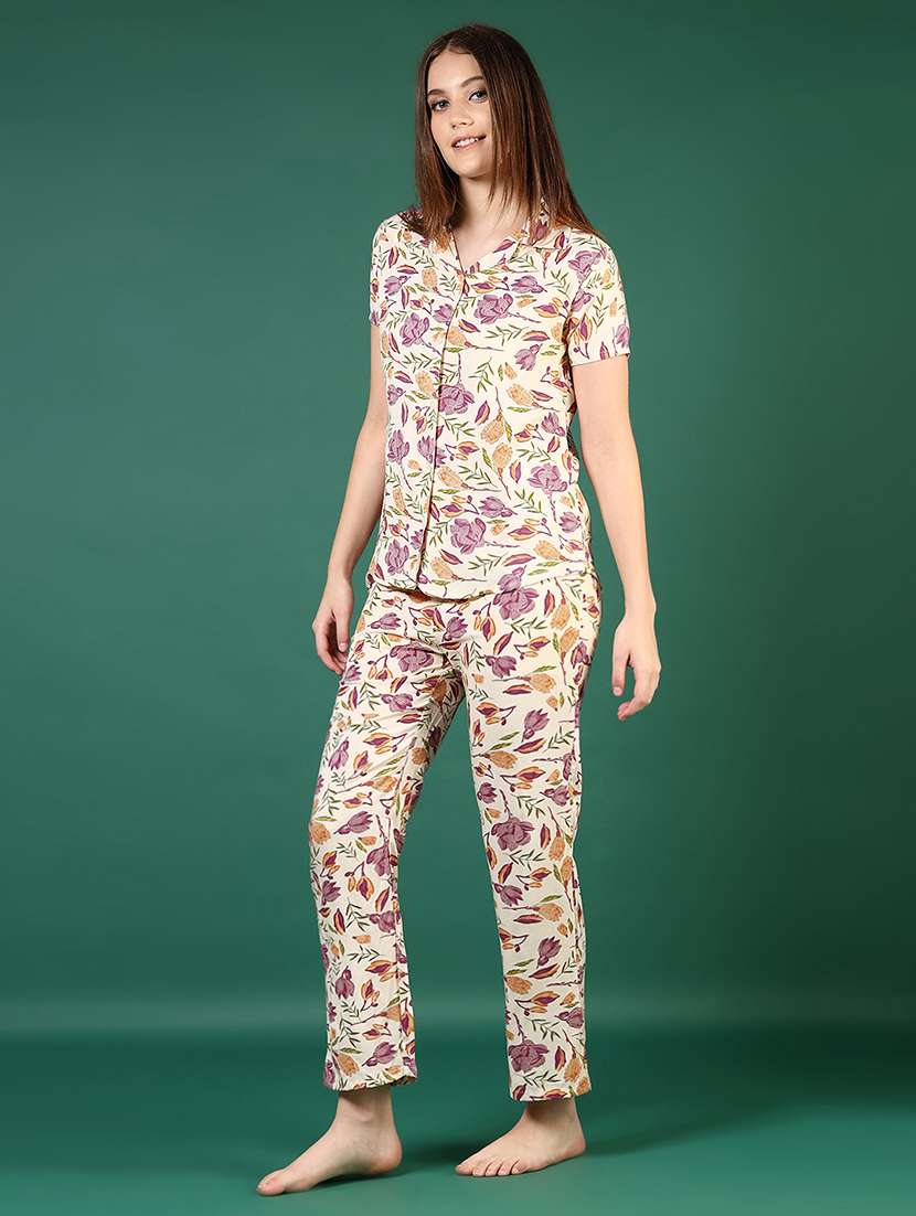 women printed nightwear pyjama set - 22172310 -  Standard Image - 1
