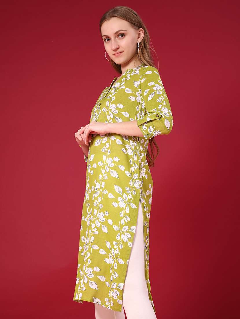 women printed three quarter sleeve straight kurta - 22173015 -  Standard Image - 1