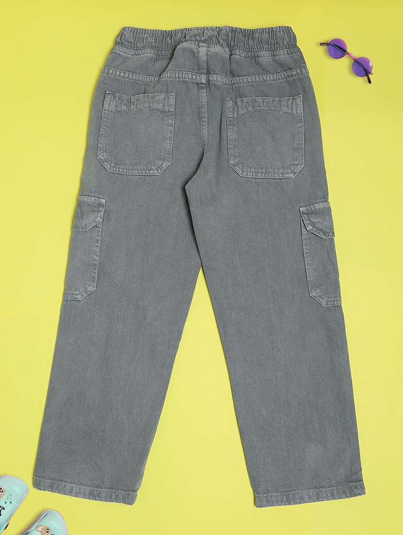 boys grey poly cotton plain jean - 22173056 -  Standard Image - 1