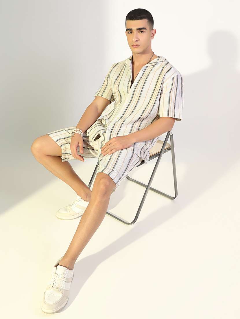 men striped shirt and shorts co-ord set - 22173631 -  Standard Image - 4