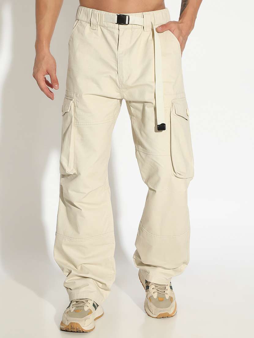 men solid mid rise relaxed fit cargo - 22173635 -  Standard Image - 1