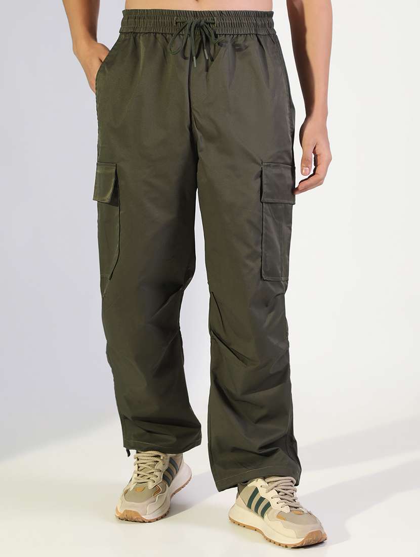 men solid mid rise baggy cargo - 22173636 -  Standard Image - 1