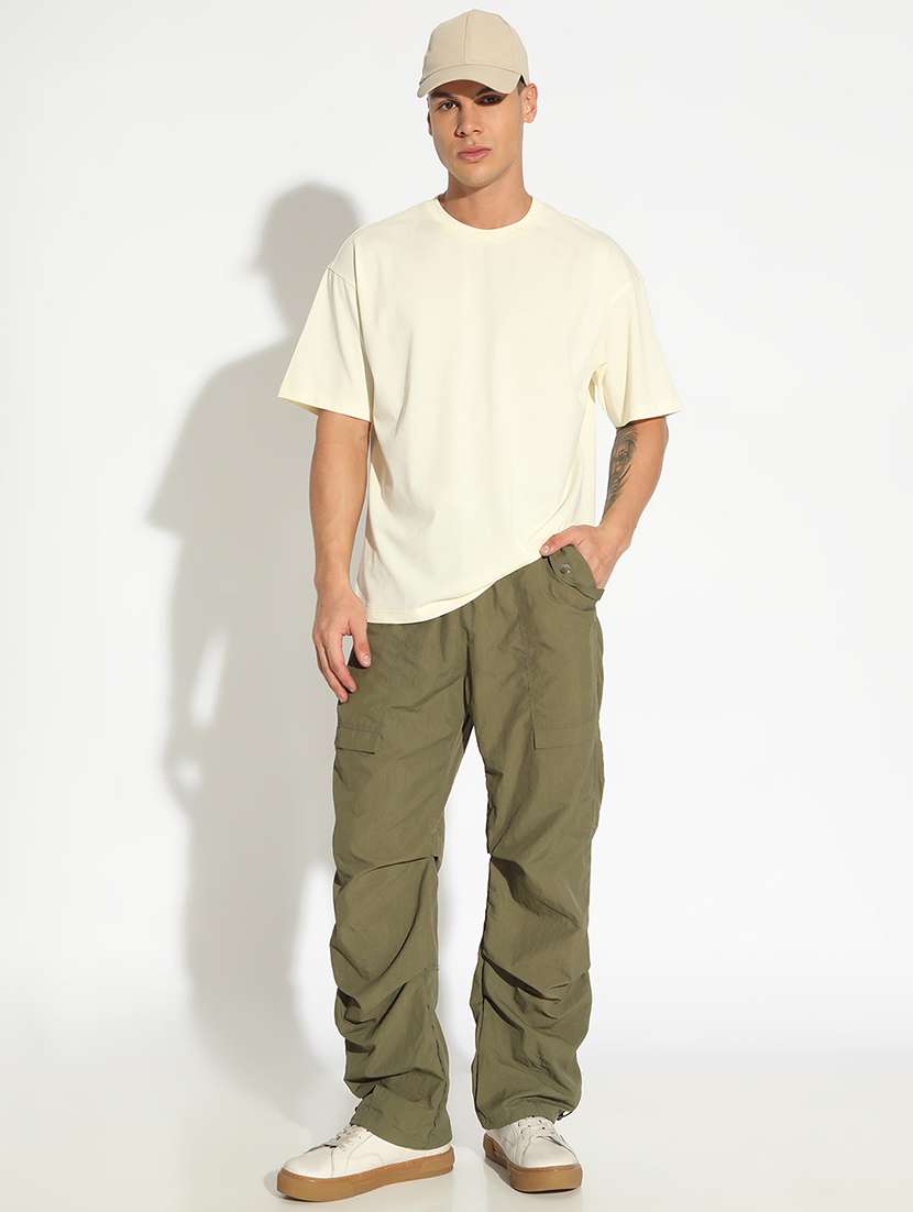 men solid mid rise relaxed fit parachute pants - 22173637 -  Standard Image - 4