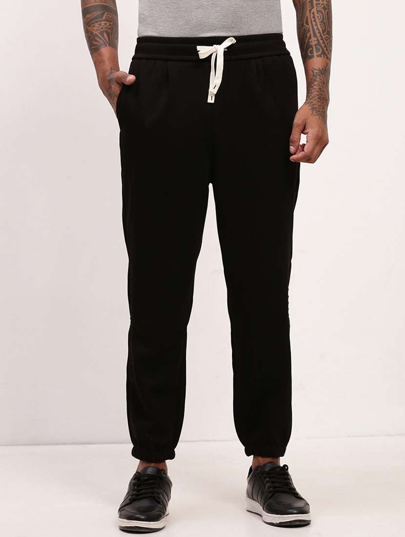 men solid mid rise jogger - 22173641 -  Standard Image - 1
