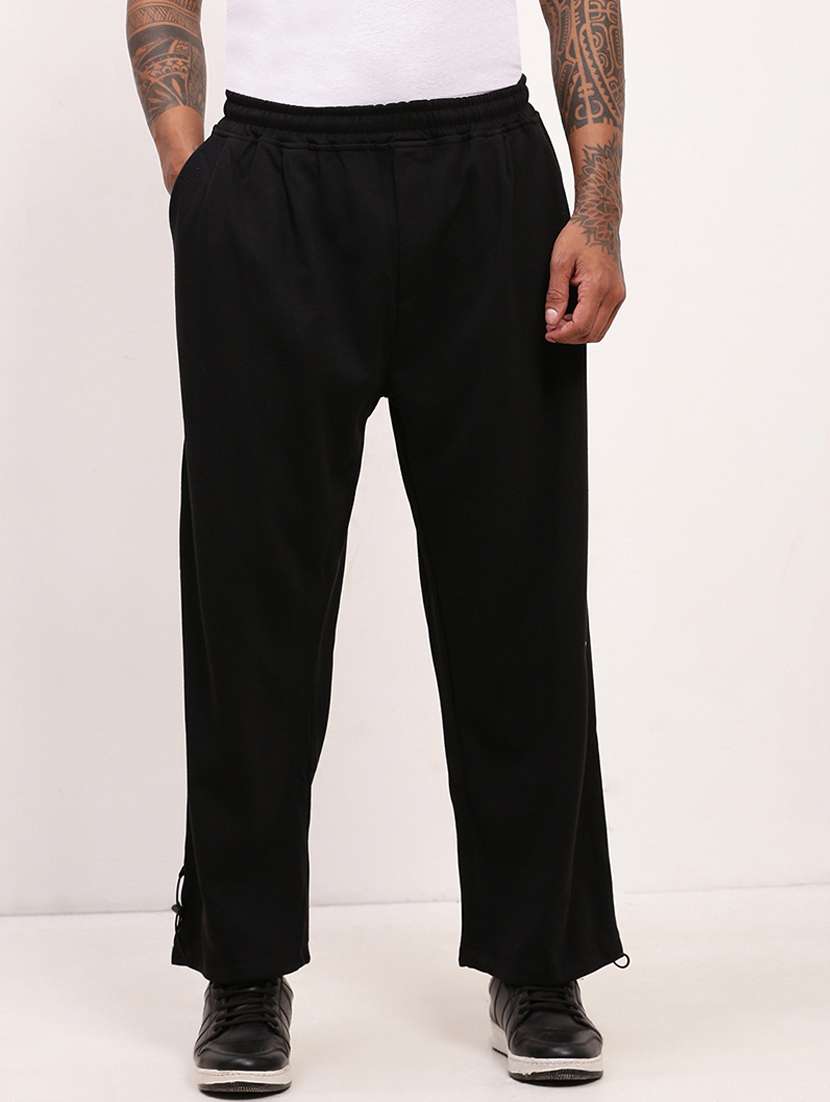 men solid mid rise full length track pant - 22173643 -  Standard Image - 1