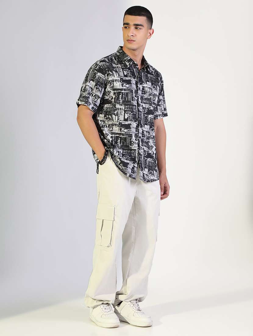 men printed collared shorts sleeve shirt - 22173649 -  Standard Image - 4