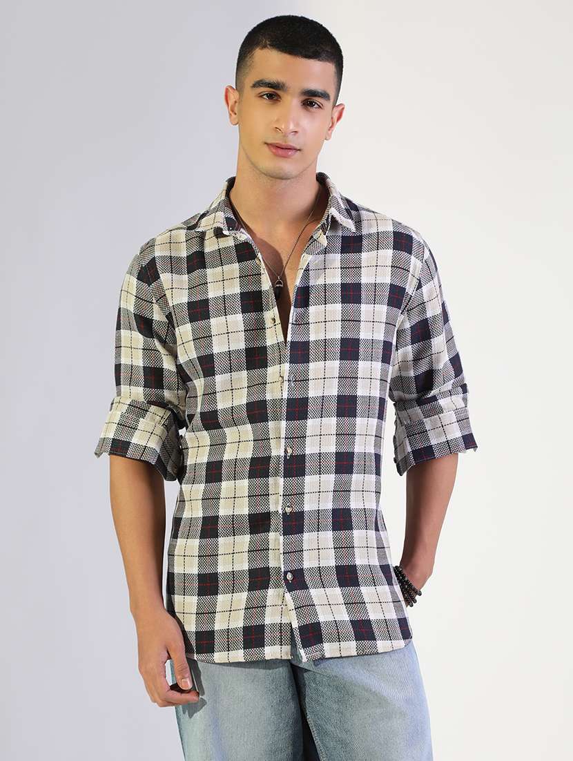 men checkered collared long sleeve shirt - 22173650 -  Standard Image - 1