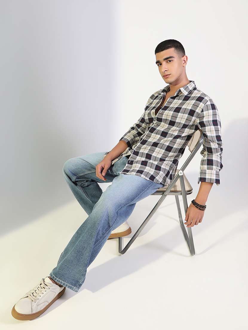 men checkered collared long sleeve shirt - 22173650 -  Standard Image - 4