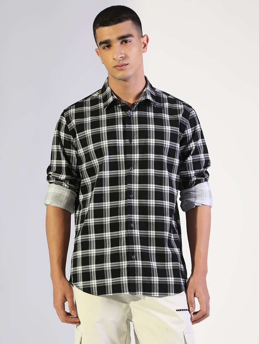 men checkered collared long sleeve shirt - 22173651 -  Standard Image - 1