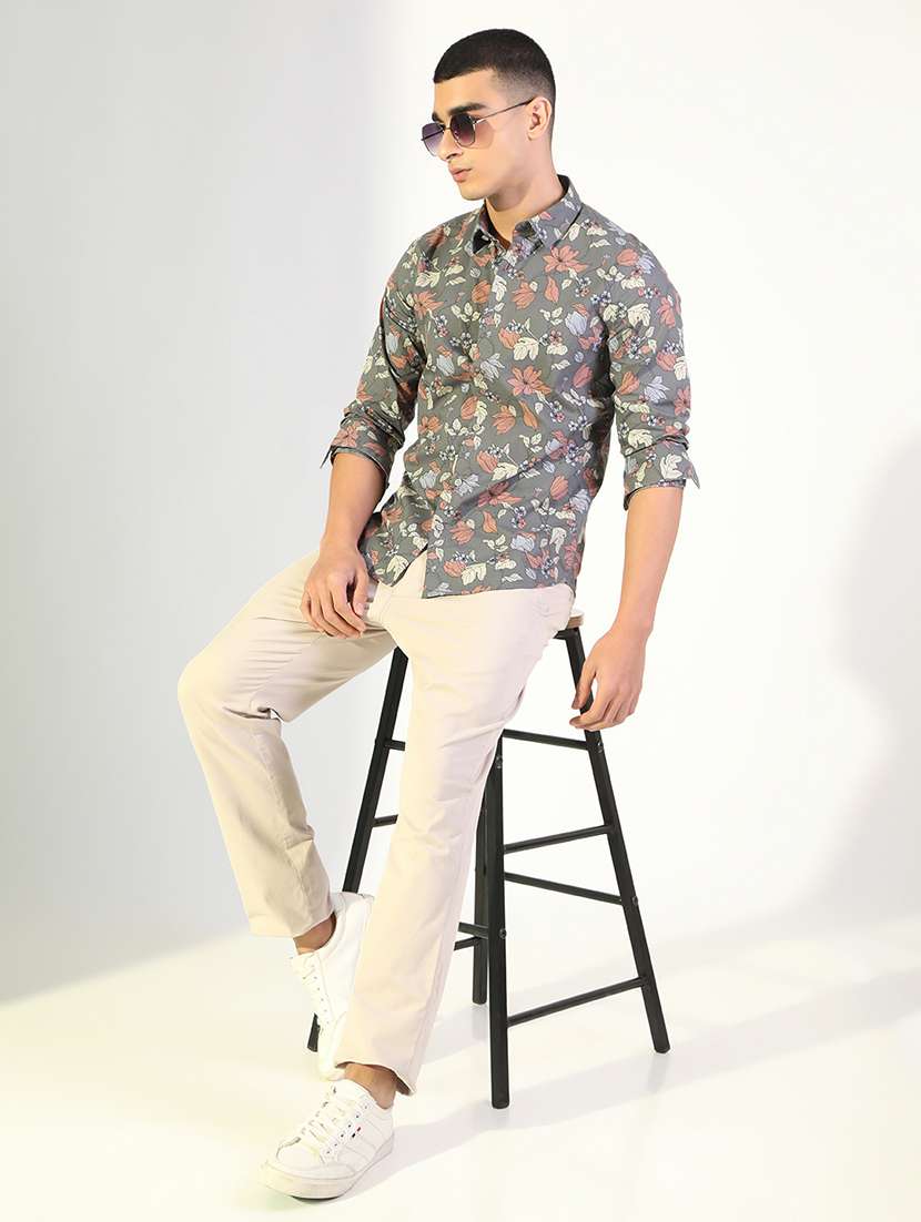 men printed collared long sleeve shirt - 22173652 -  Standard Image - 4