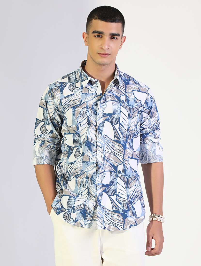 men printed collared long sleeve shirt - 22173653 -  Standard Image - 1
