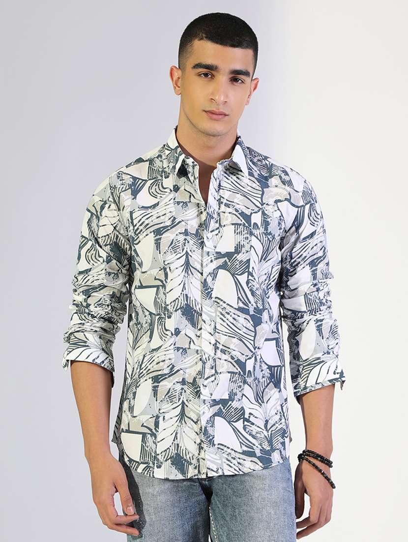 men printed collared long sleeve shirt - 22173654 -  Standard Image - 1