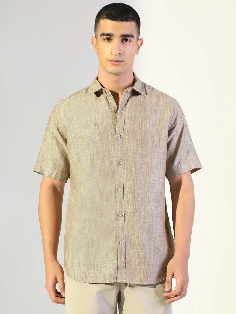 men solid collared short sleeve shirt - 22173656 -  Standard Image - 1