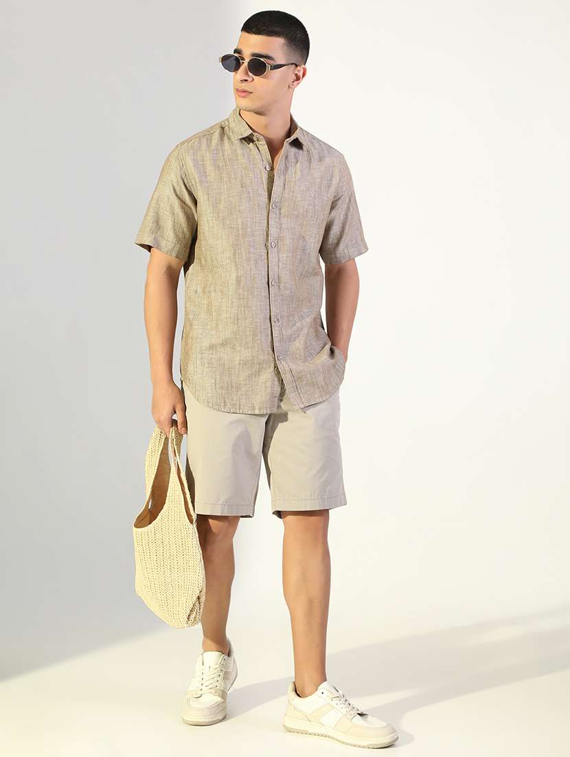 men solid collared short sleeve shirt - 22173656 -  Standard Image - 4