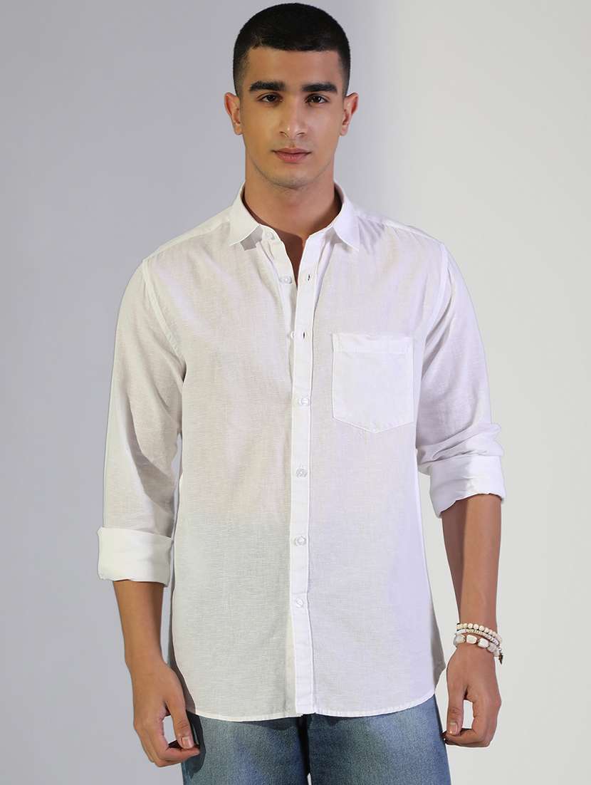men solid collared long sleeve shirt - 22173657 -  Standard Image - 1