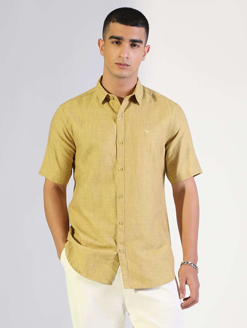 men solid collared short sleeve shirt - 22173659 -  Standard Image - 1