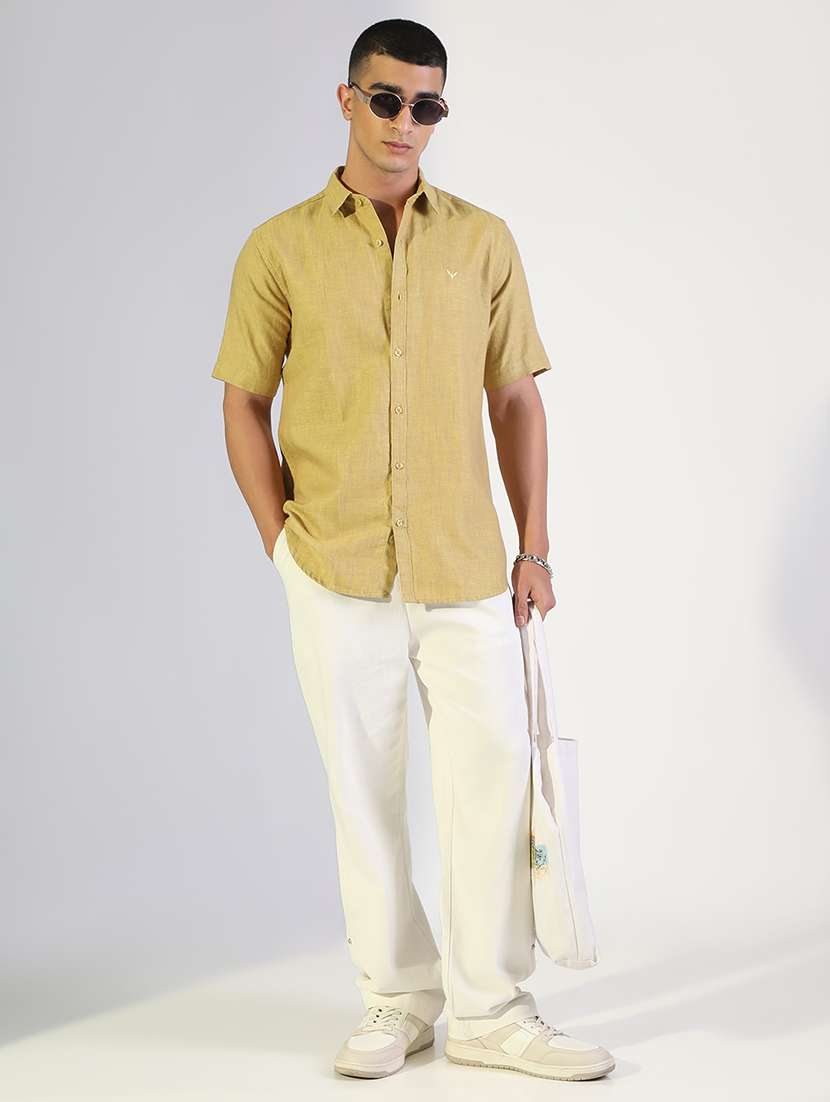 men solid collared short sleeve shirt - 22173659 -  Standard Image - 4