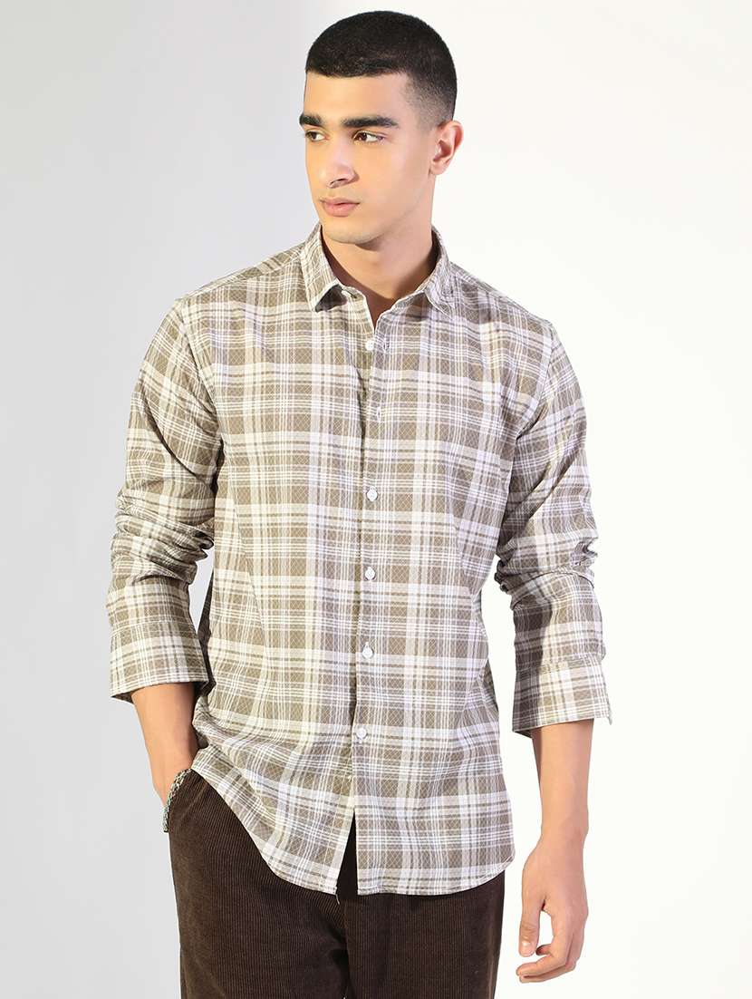 men checkered collared long sleeve shirt - 22173660 -  Standard Image - 1