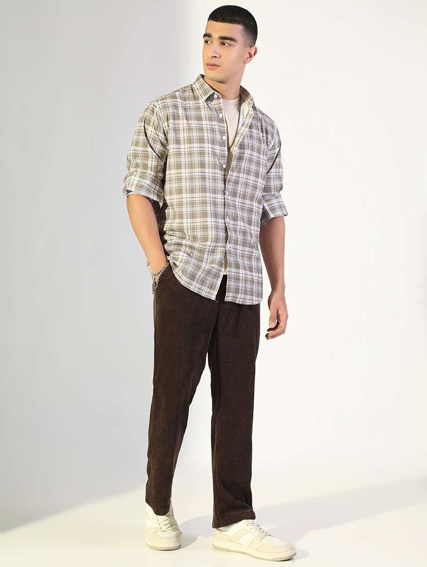 men checkered collared long sleeve shirt - 22173660 -  Standard Image - 4