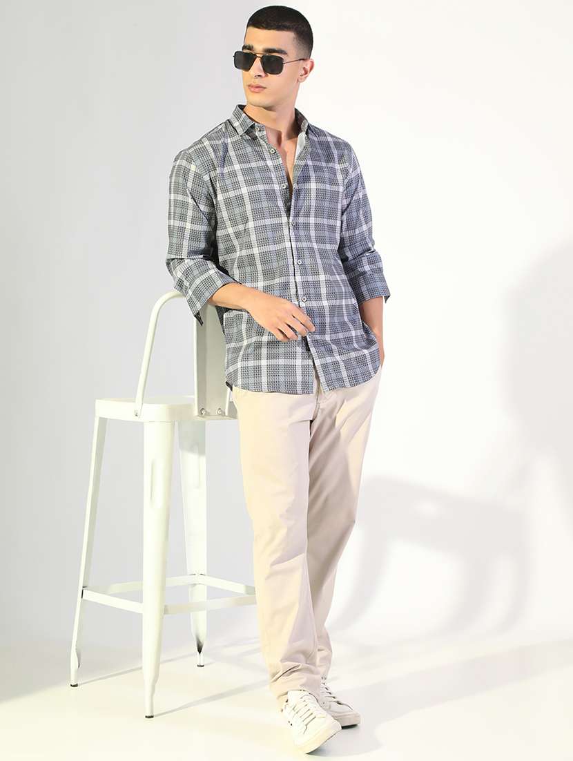 men checkered collared long sleeve shirt - 22173661 -  Standard Image - 4
