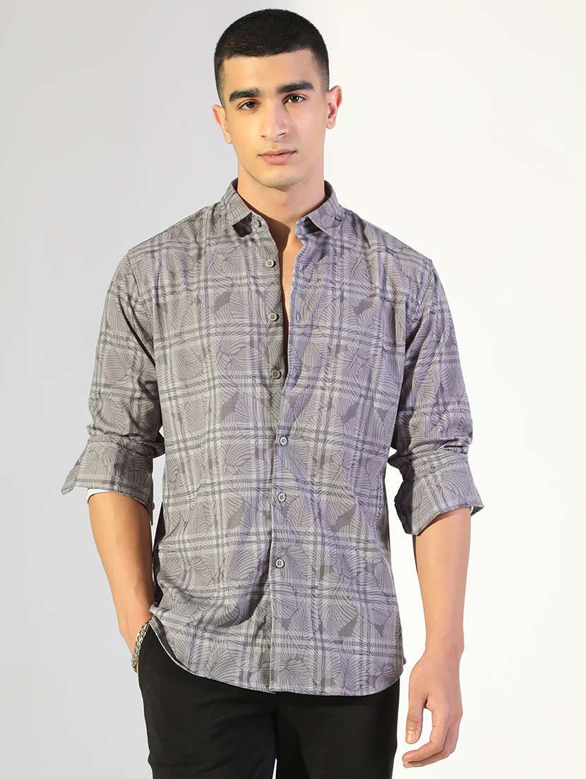 men printed collared long sleeve shirt - 22173662 -  Standard Image - 1
