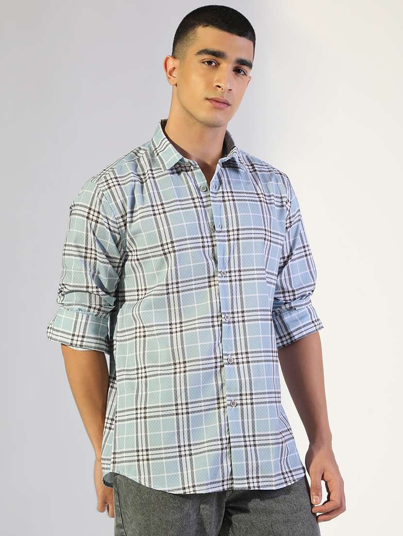 men checkered collared long sleeve shirt - 22173663 -  Standard Image - 1