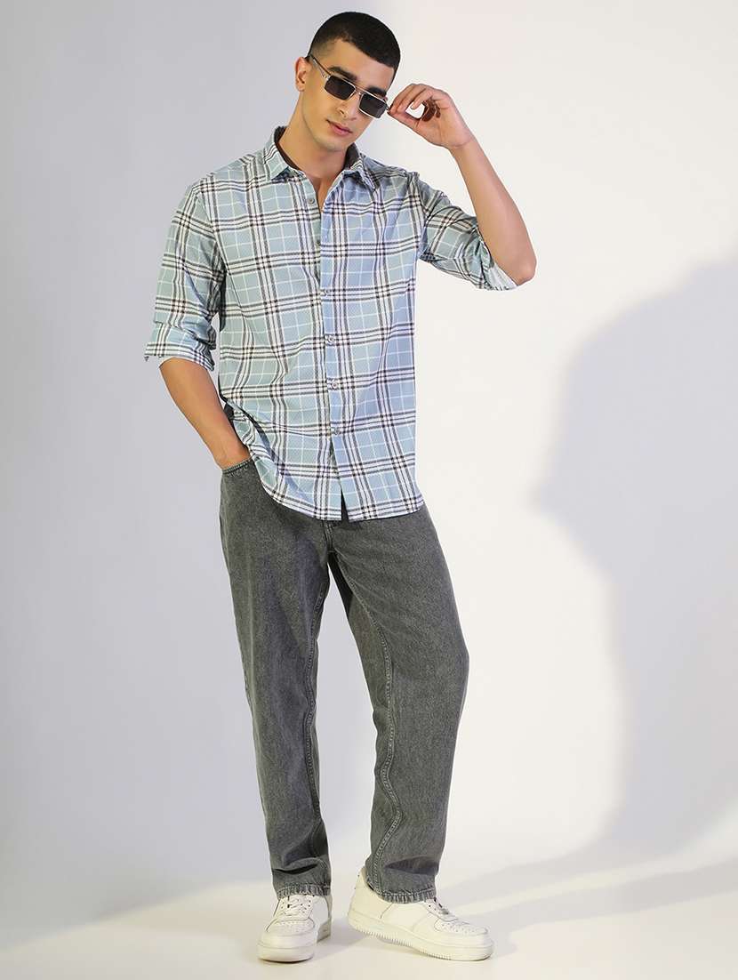 men checkered collared long sleeve shirt - 22173663 -  Standard Image - 4