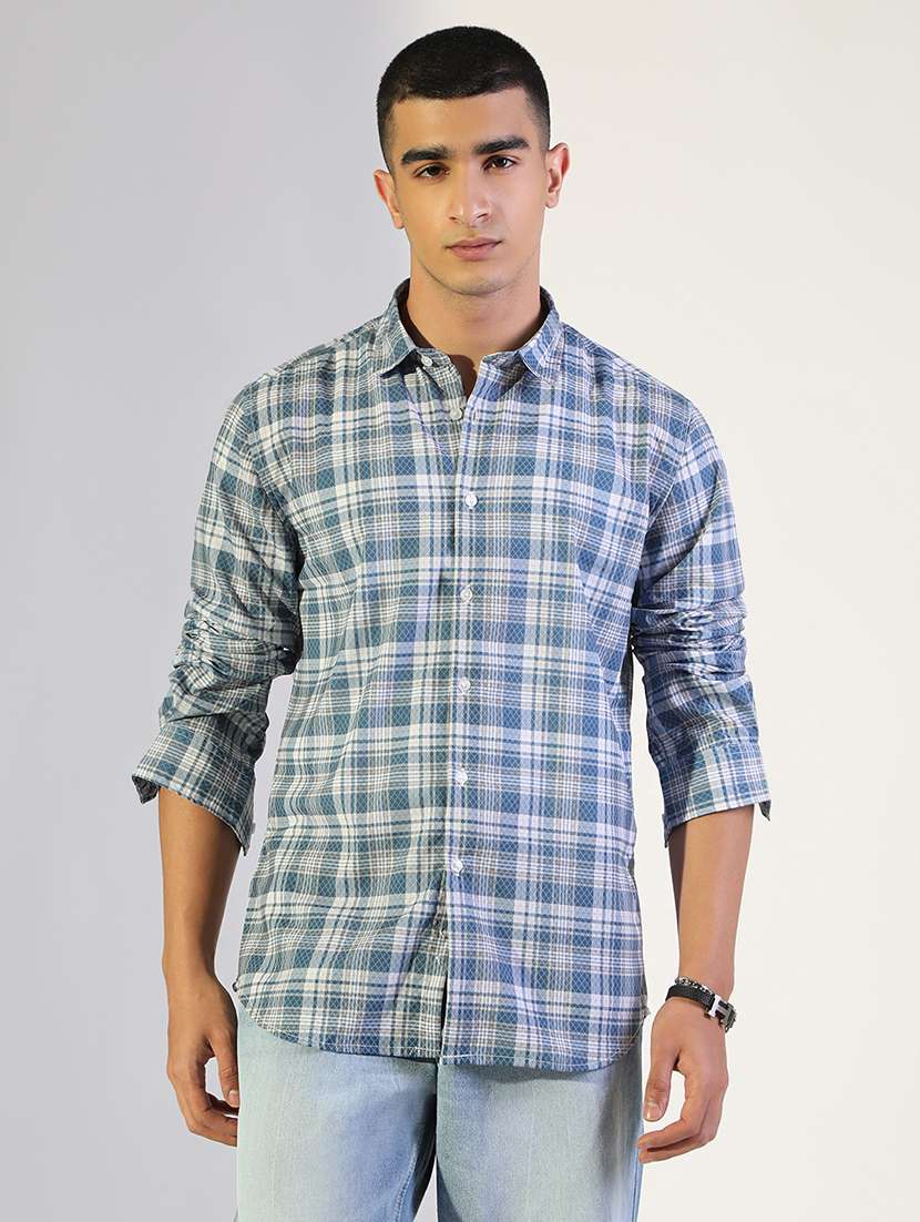 men checkered collared long sleeve shirt - 22173665 -  Standard Image - 1