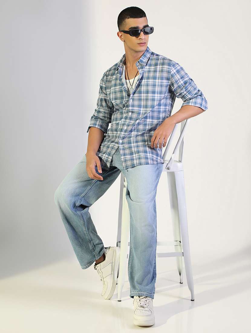 men checkered collared long sleeve shirt - 22173665 -  Standard Image - 4