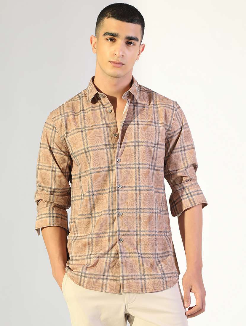 men checkered collared long sleeve shirt - 22173666 -  Standard Image - 1